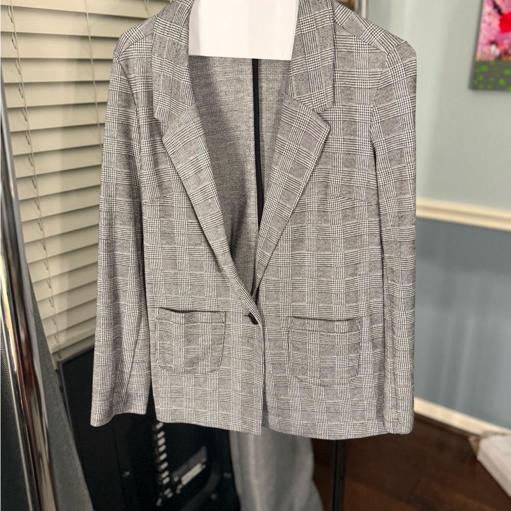 LADIES GREY PLAID BLAZER